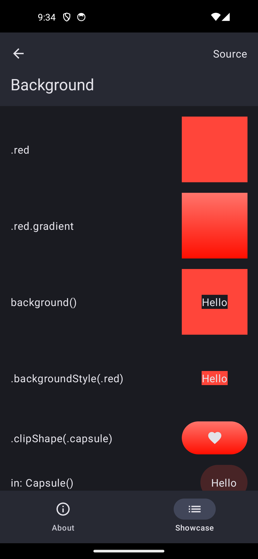 Android screenshot for Background component (dark mode)
