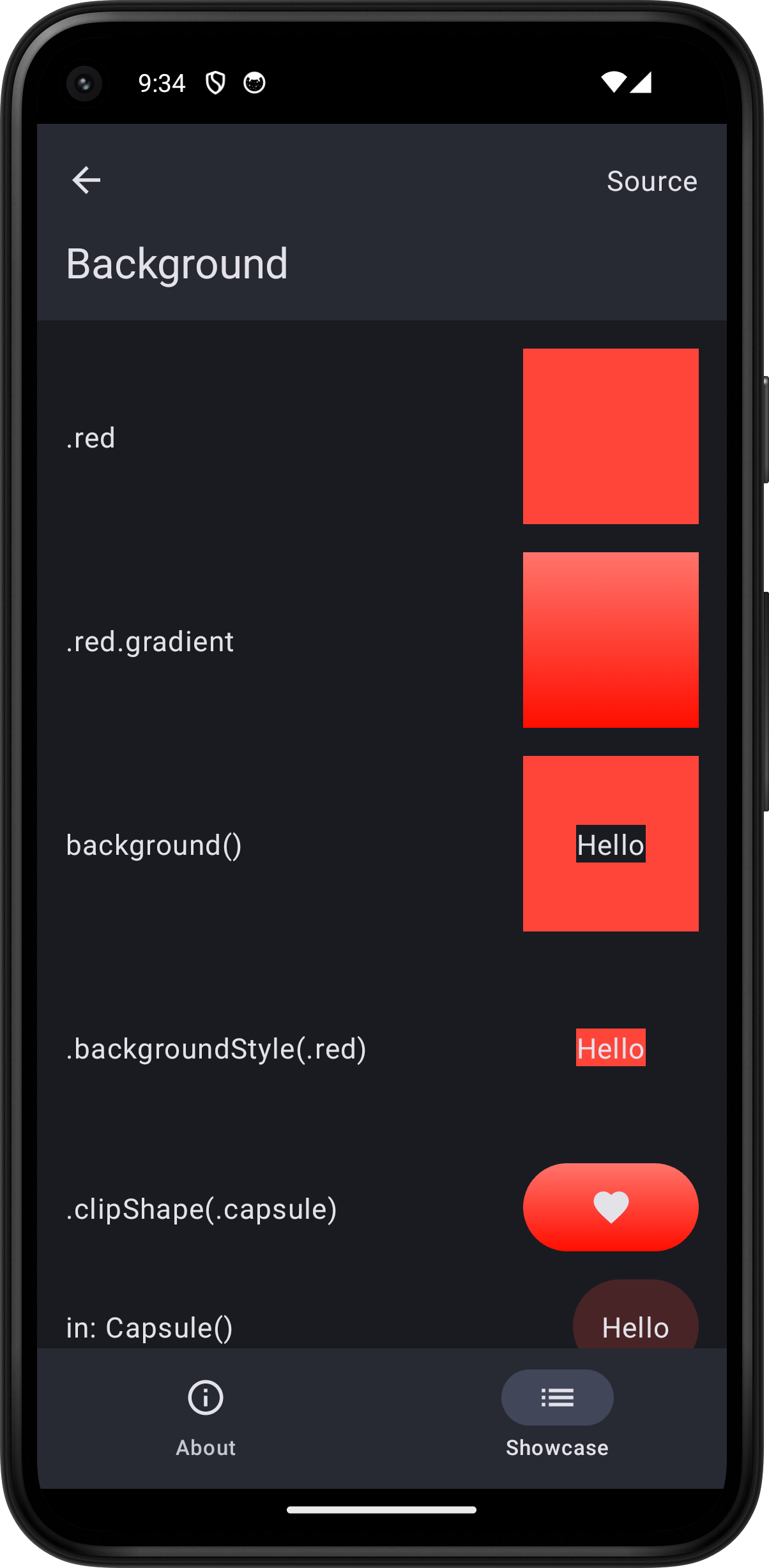 Android screenshot for Background component (dark mode)