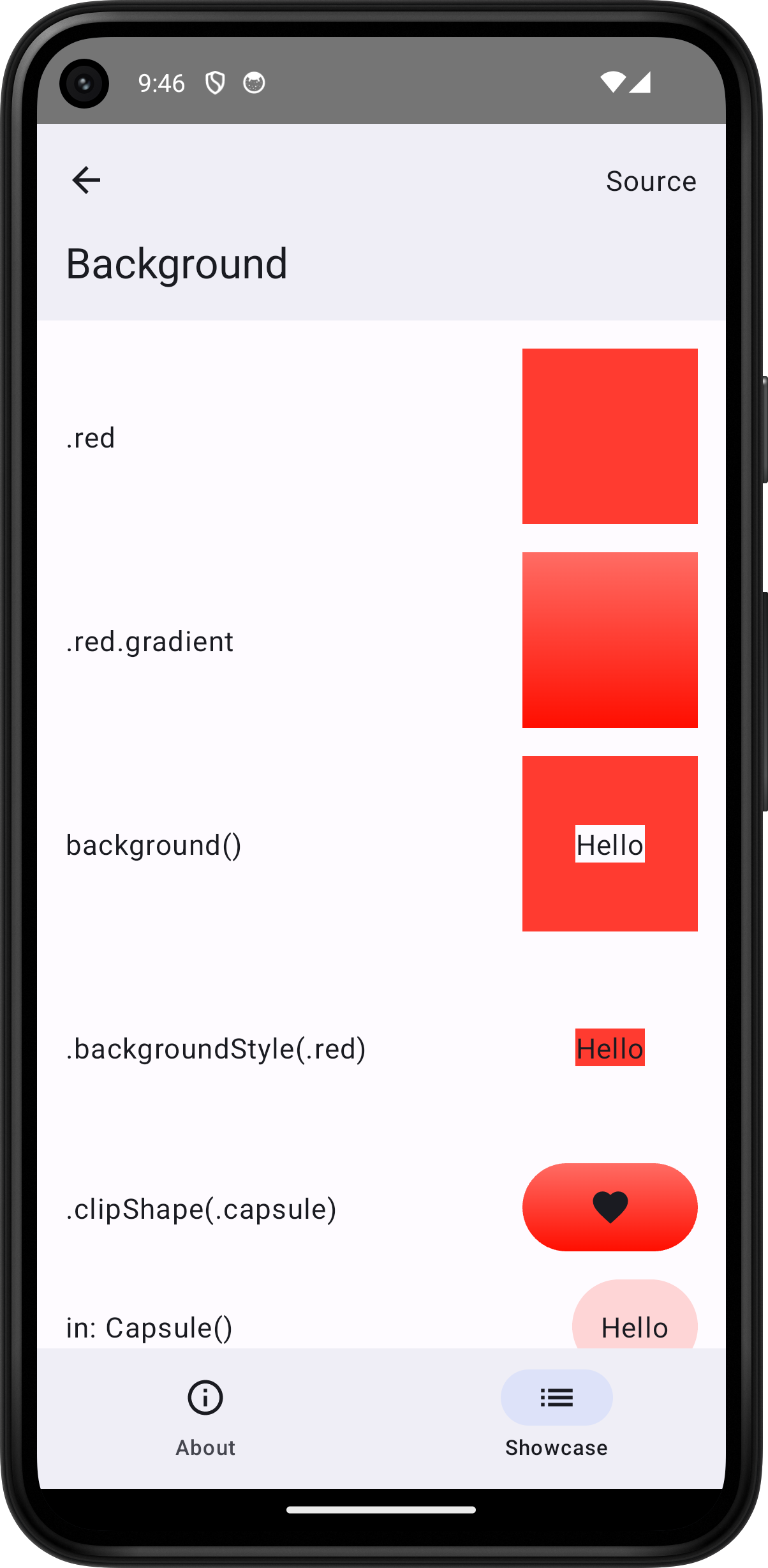 Android screenshot for Background component (light mode)
