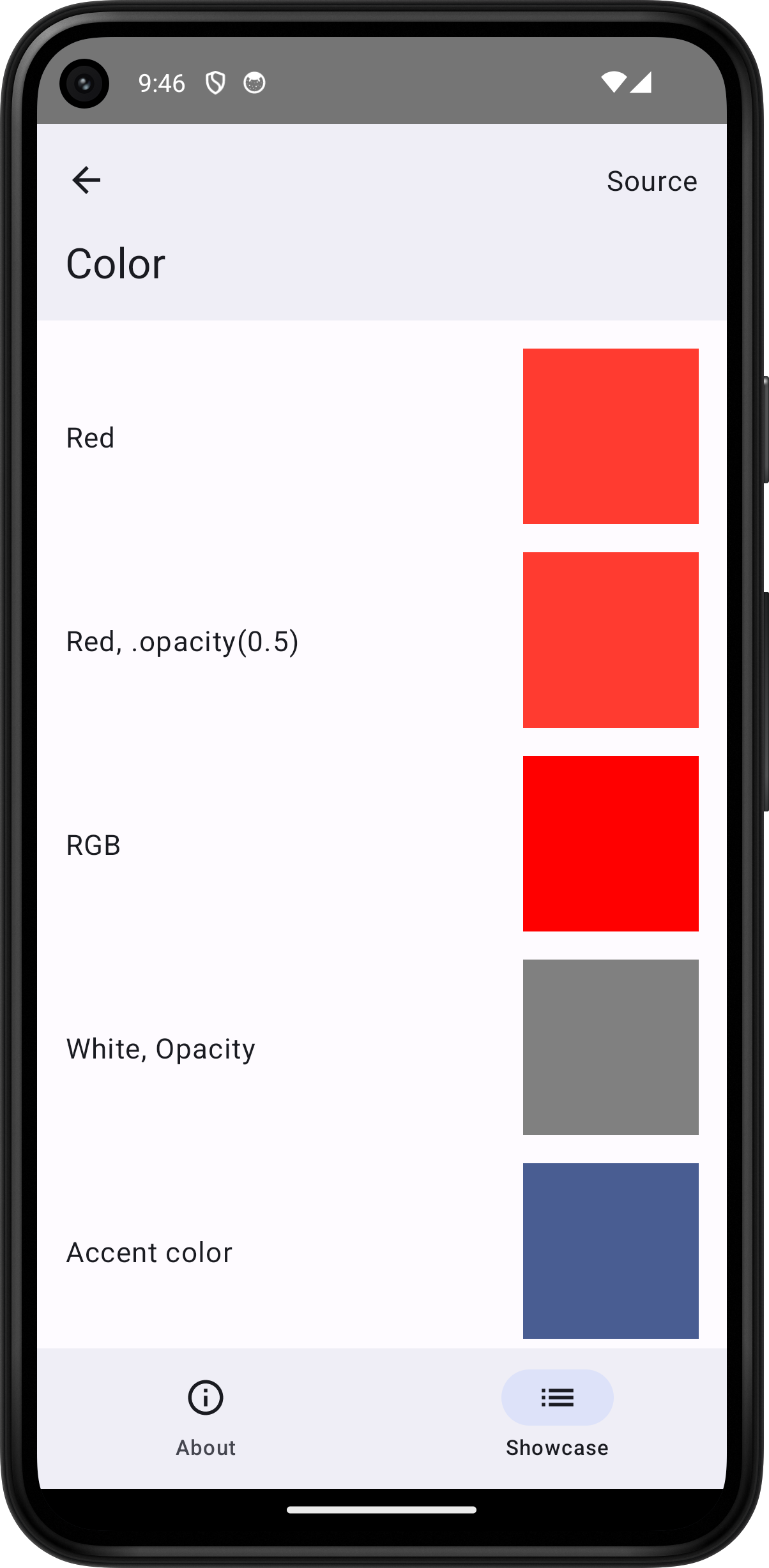 Android screenshot for Color component (light mode)