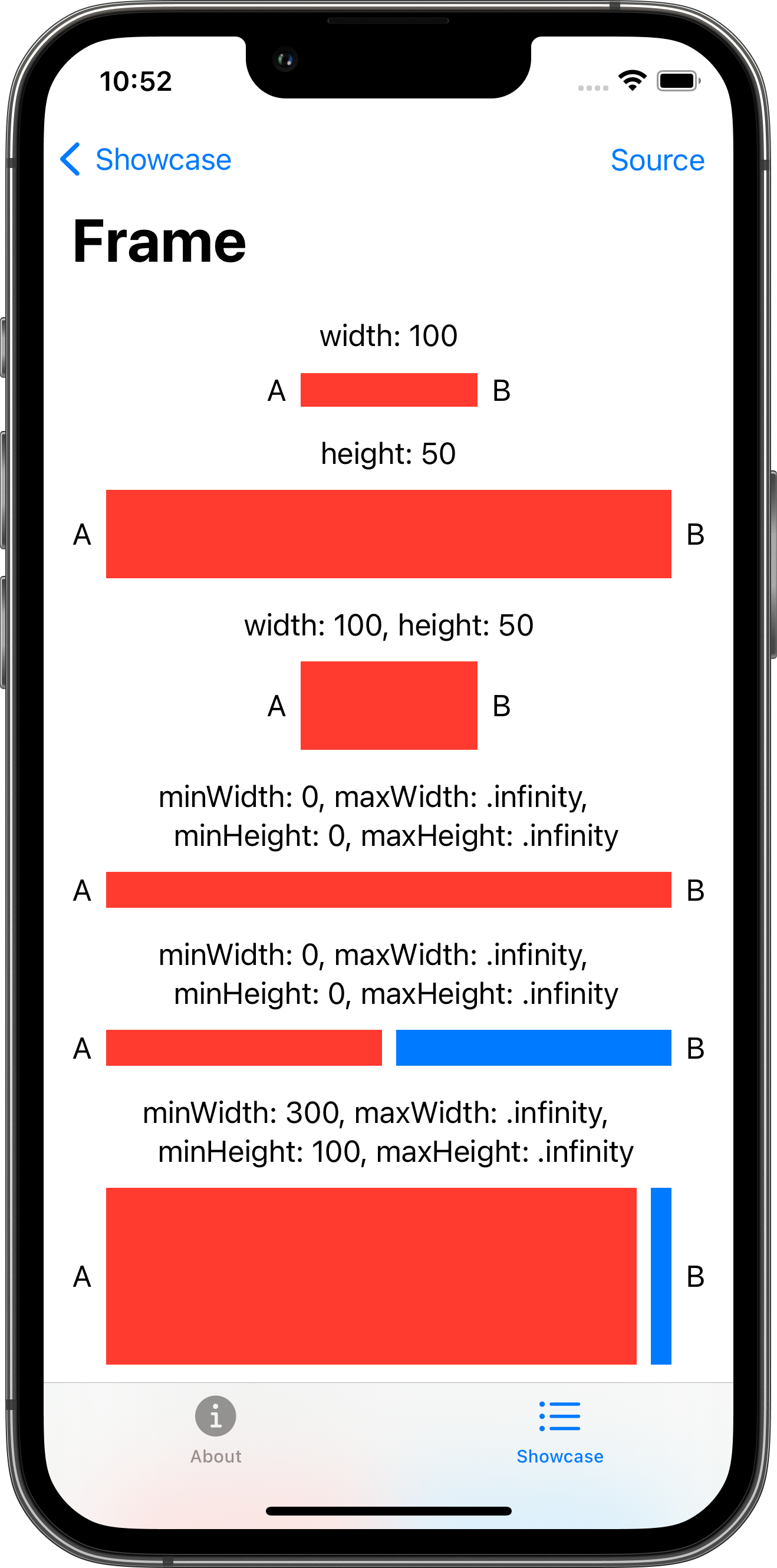 iPhone screenshot for Frame component (light mode)