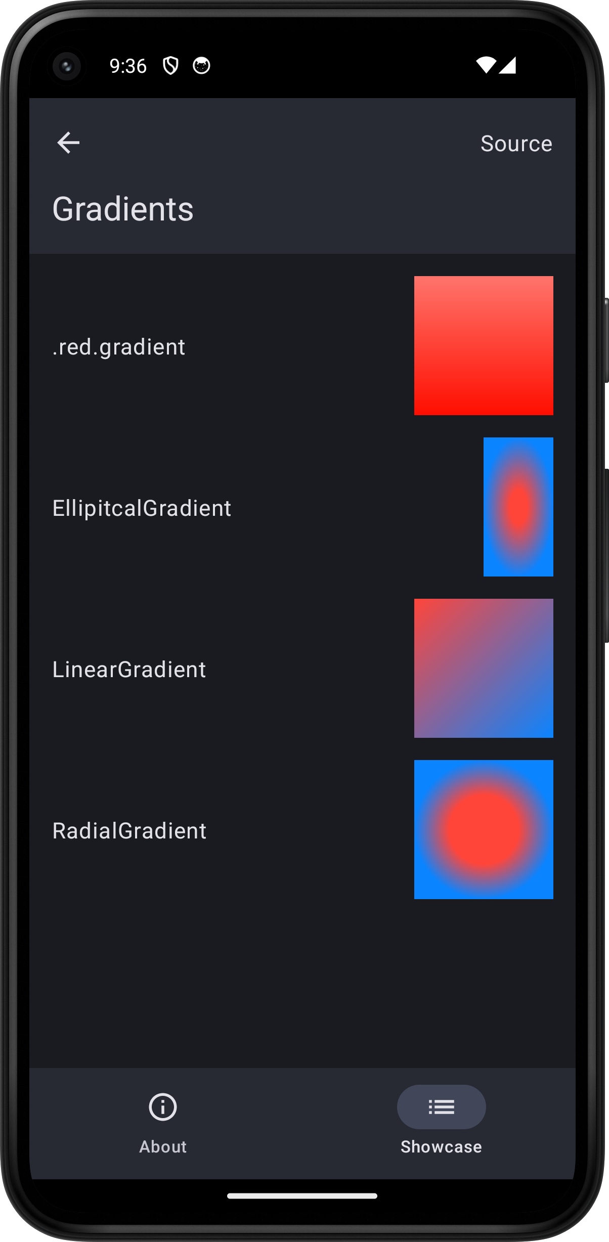 Android screenshot for Gradient component (dark mode)