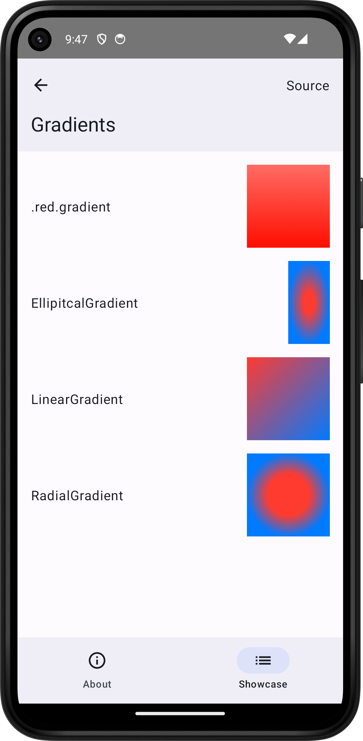 Android screenshot for Gradient component (light mode)
