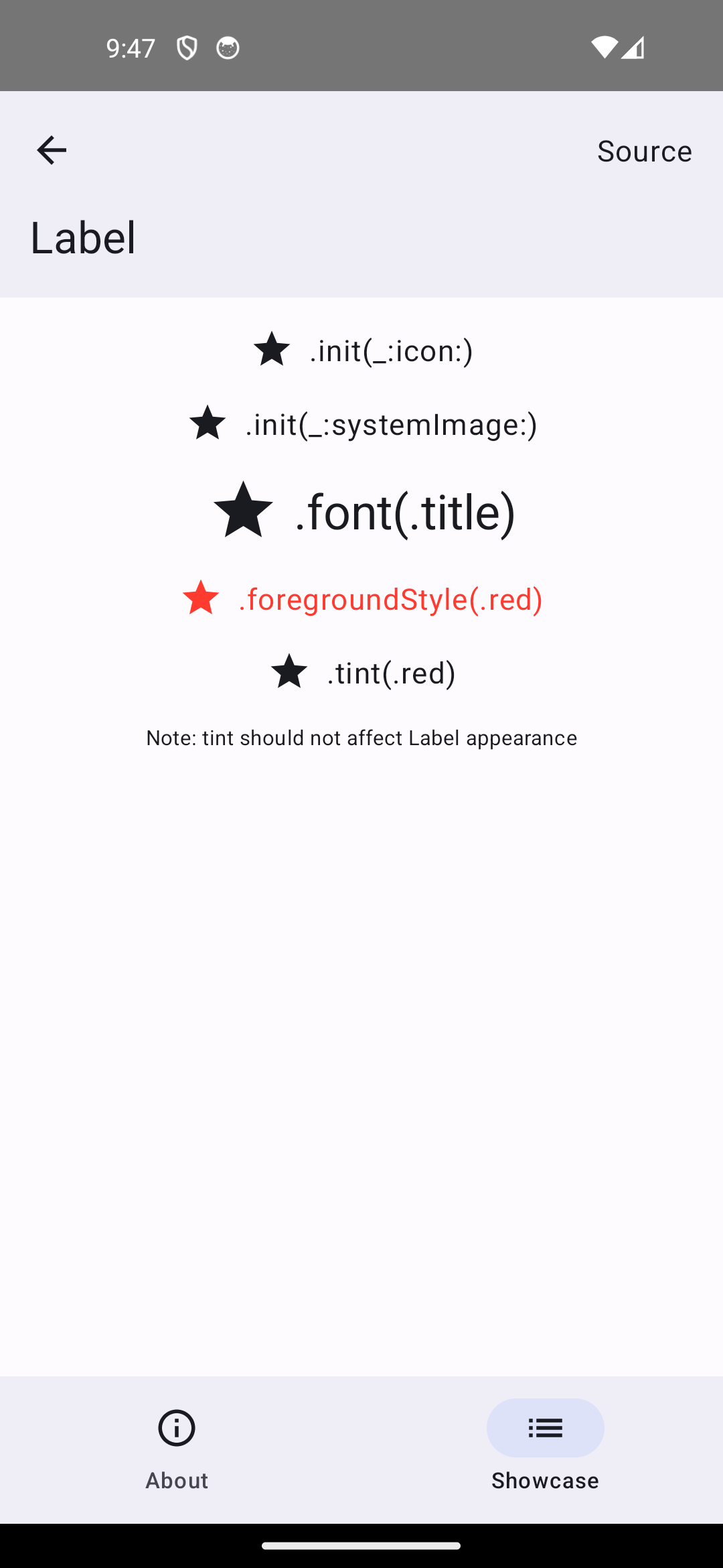 Android screenshot for Label component (light mode)