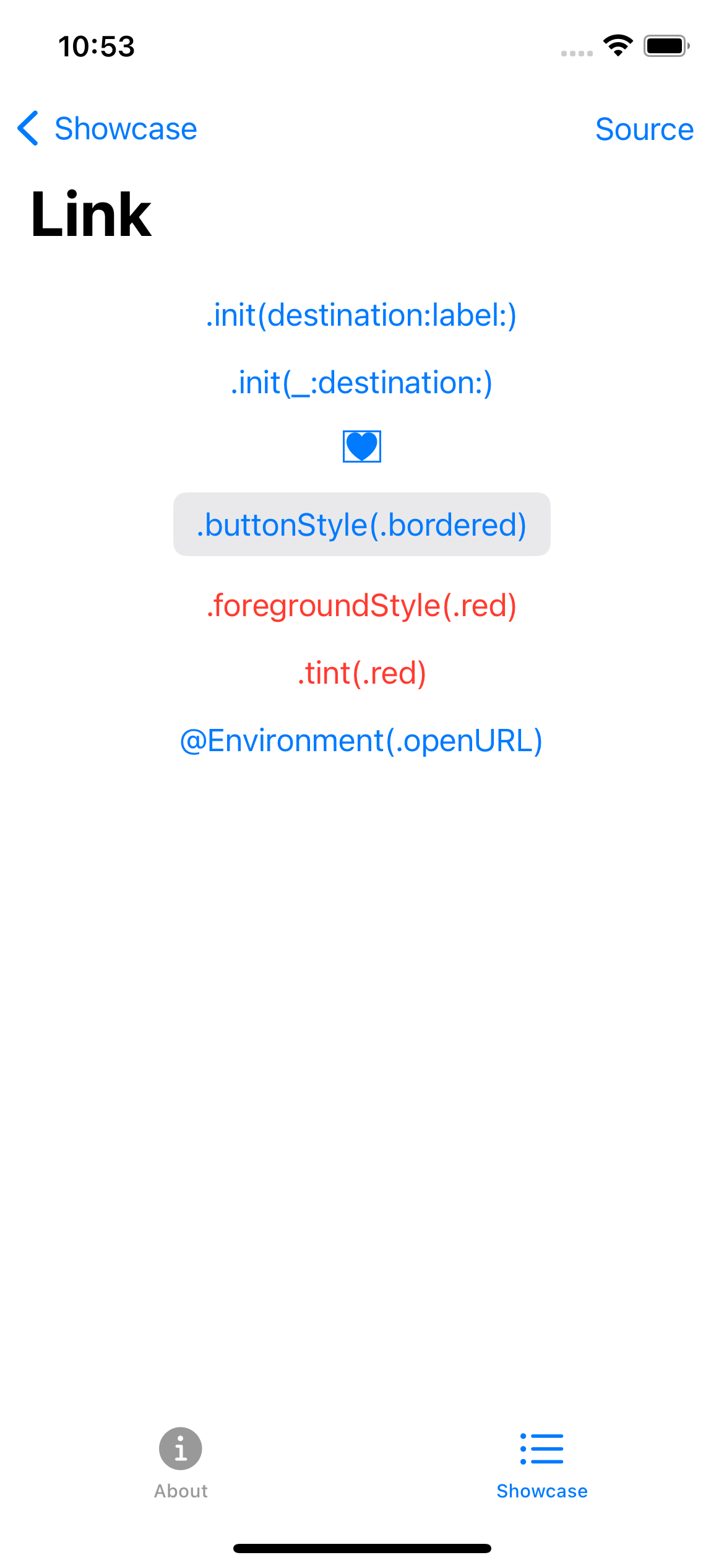 iPhone screenshot for Link component (light mode)