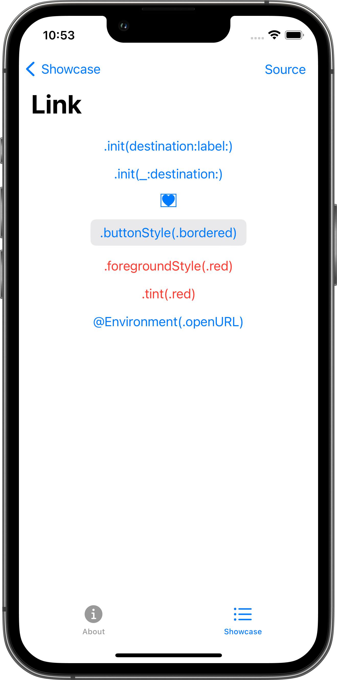 iPhone screenshot for Link component (light mode)