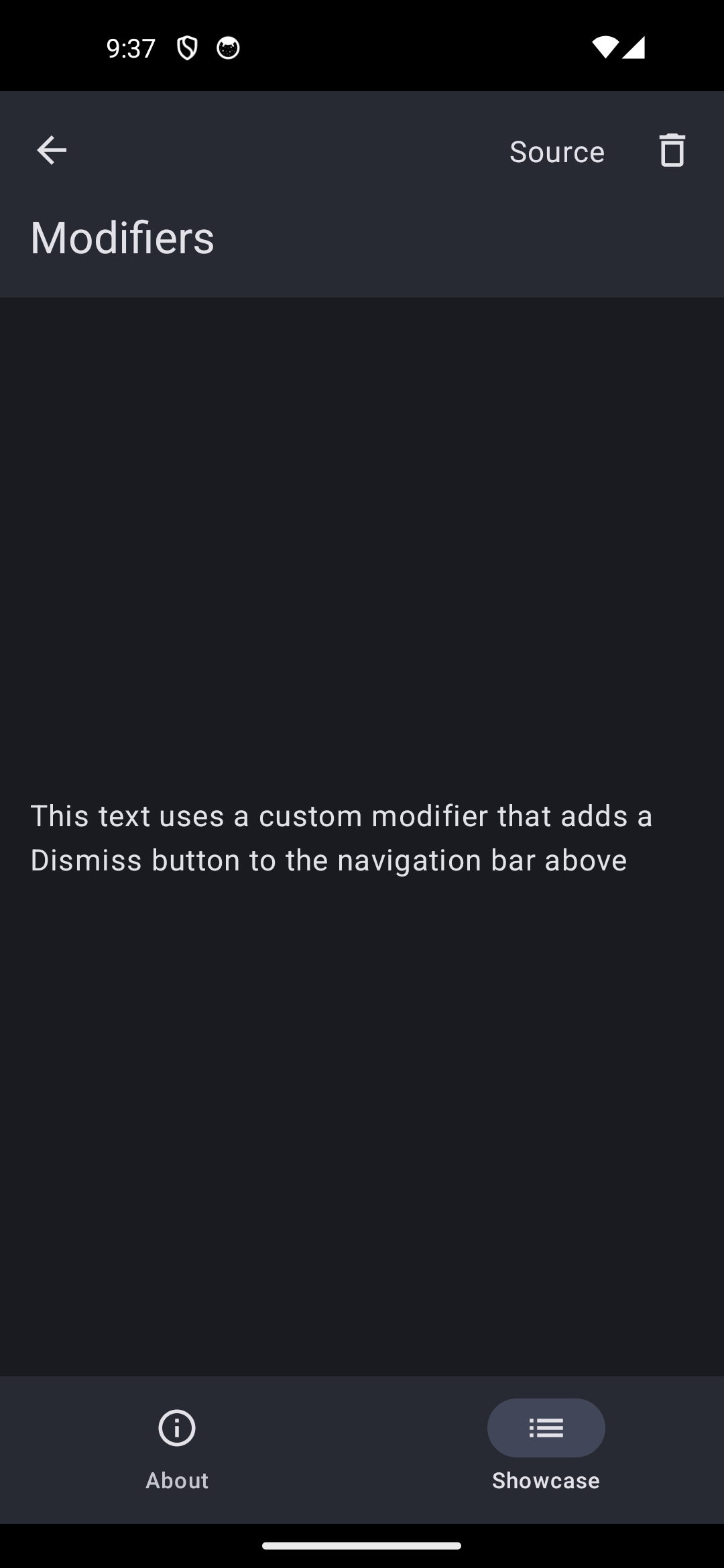 Android screenshot for Modifier component (dark mode)