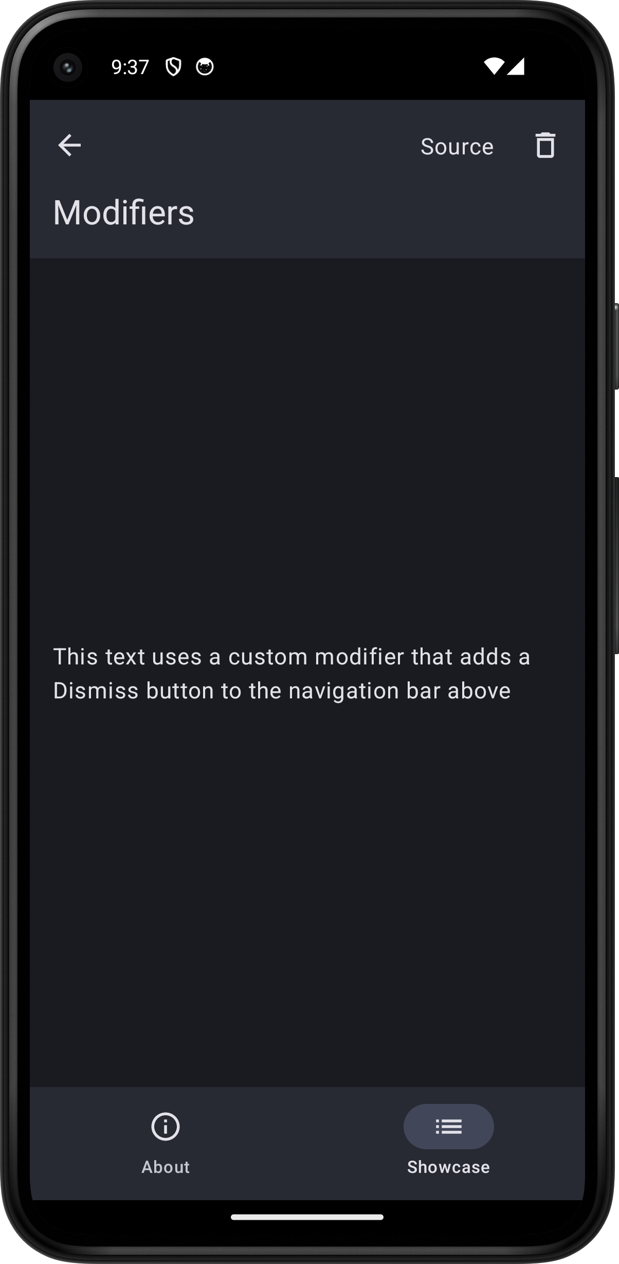 Android screenshot for Modifier component (dark mode)