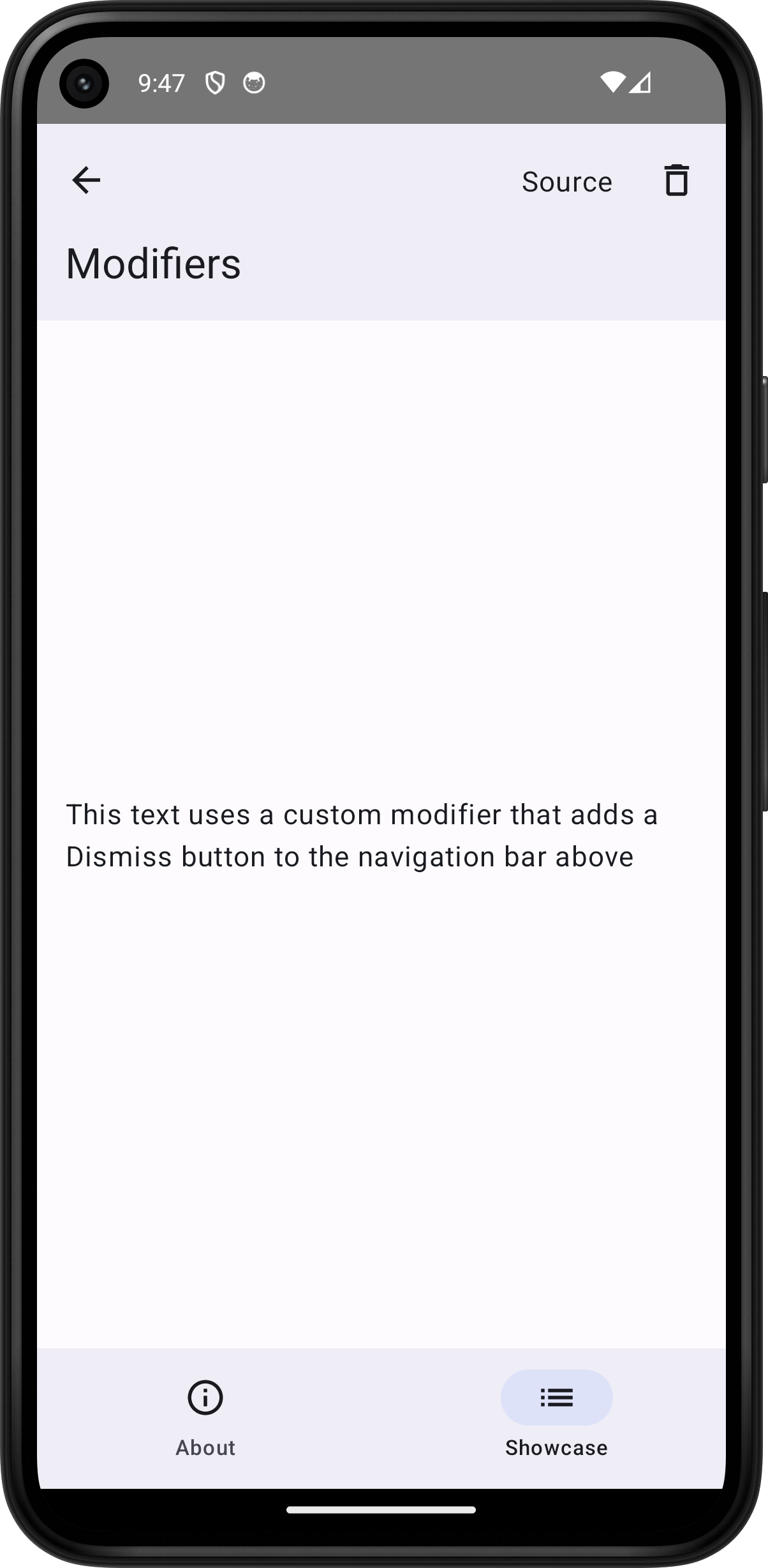 Android screenshot for Modifier component (light mode)