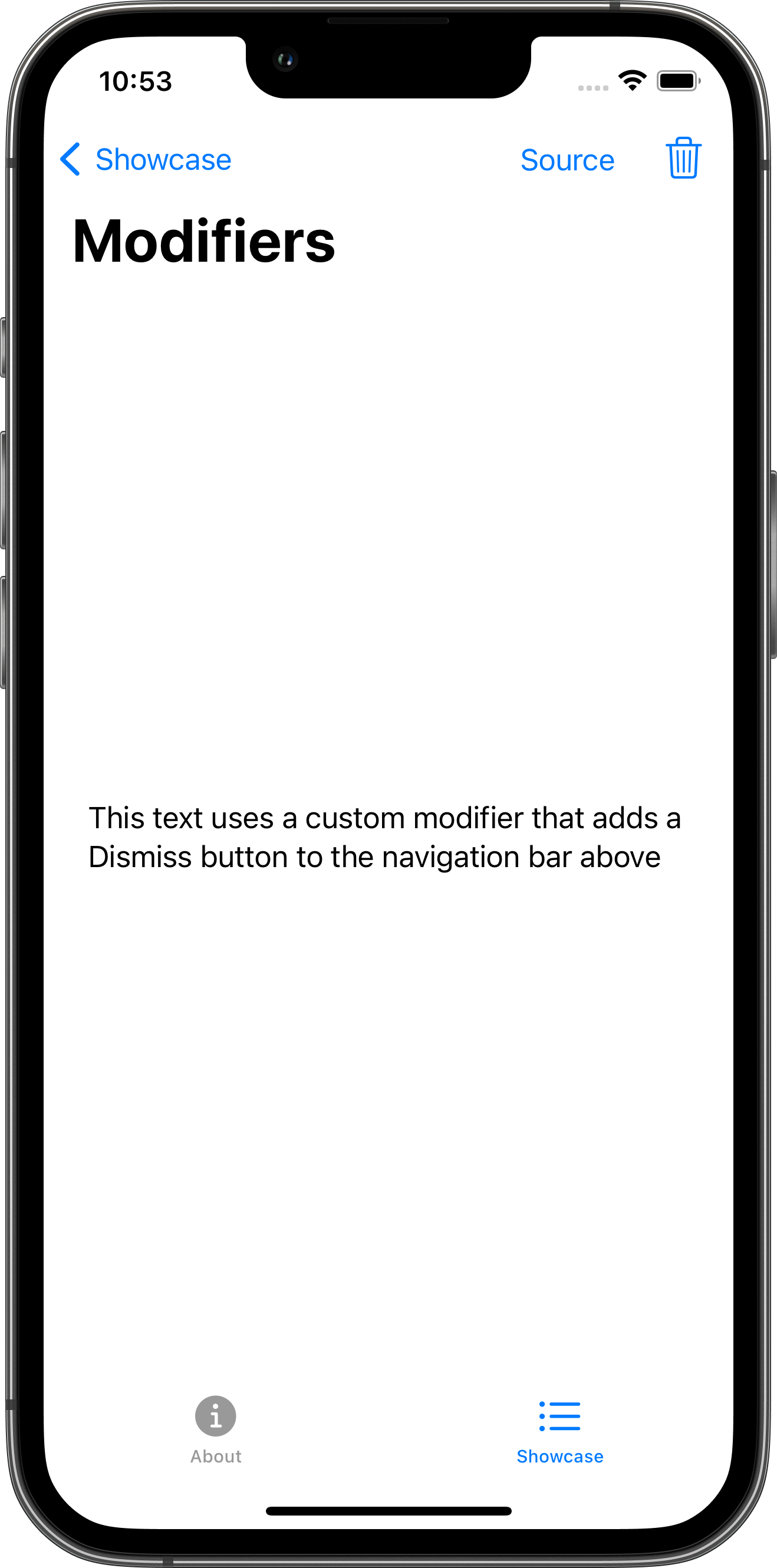 iPhone screenshot for Modifier component (light mode)