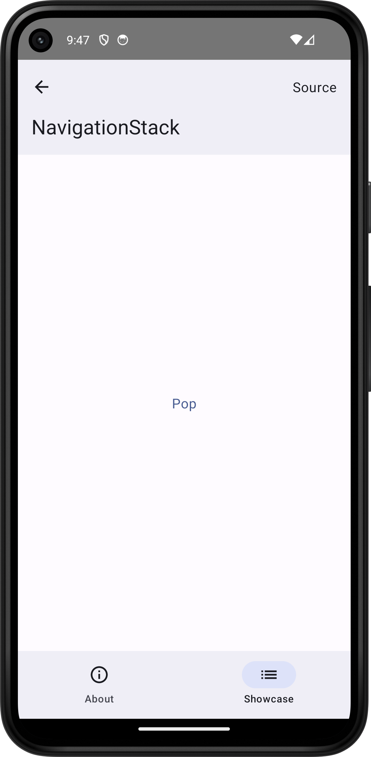 Android screenshot for NavigationStack component (light mode)