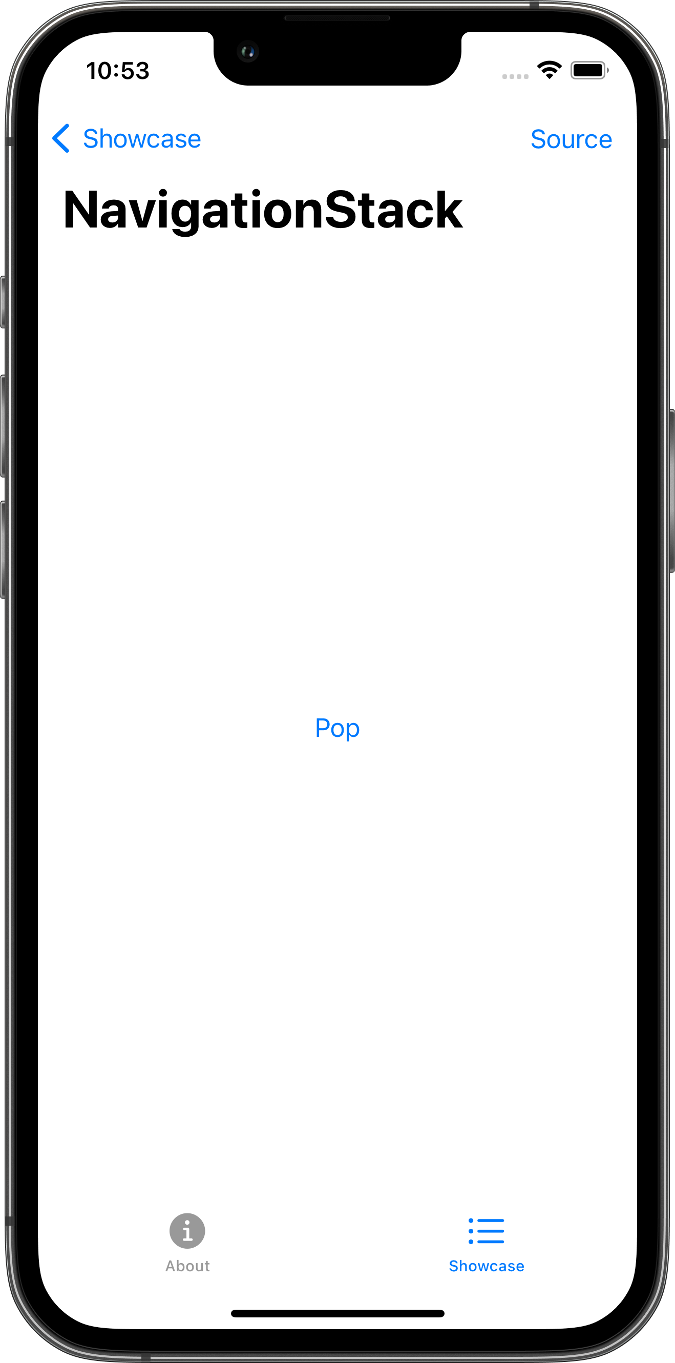 iPhone screenshot for NavigationStack component (light mode)