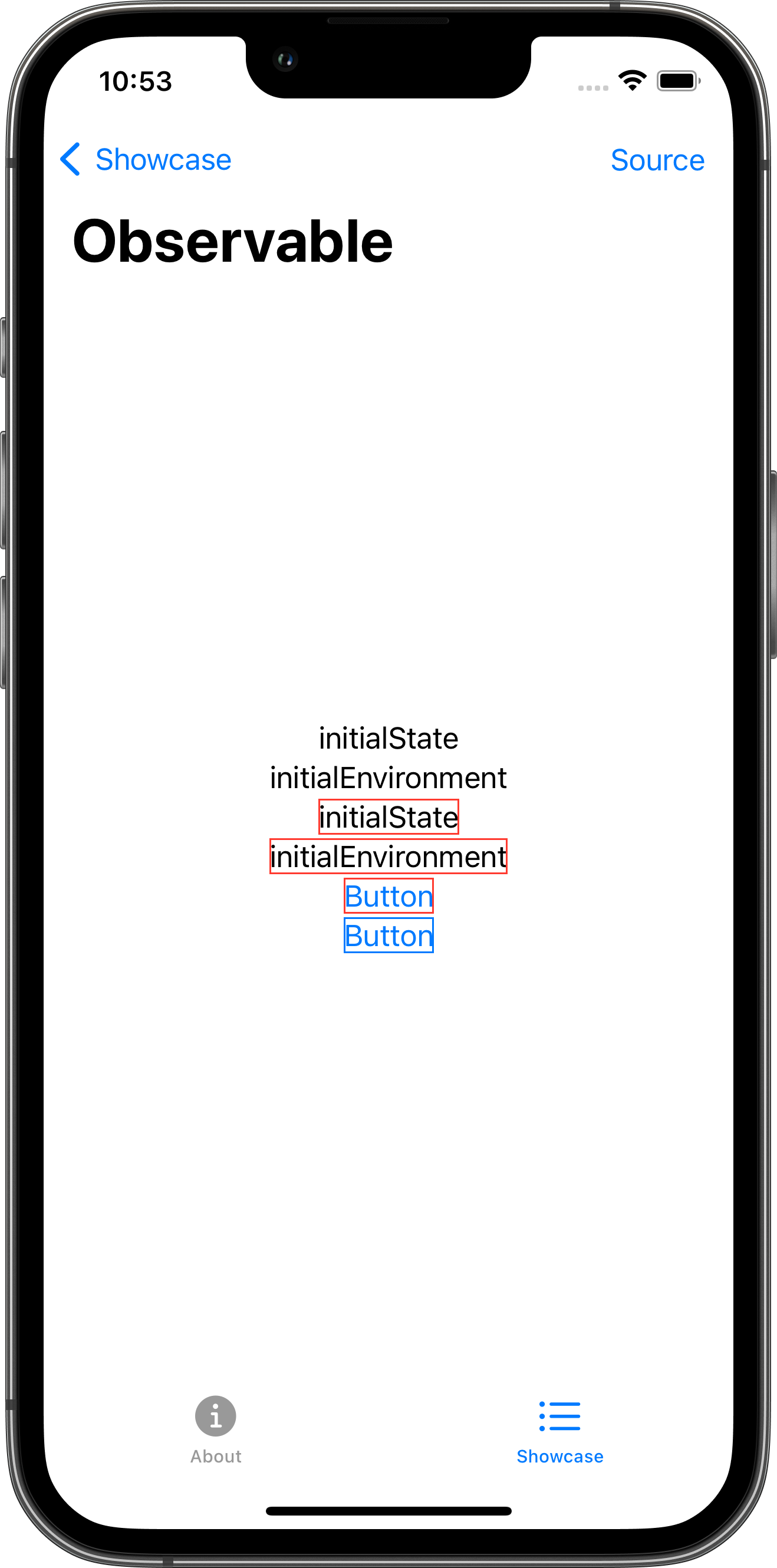 iPhone screenshot for Observable component (light mode)