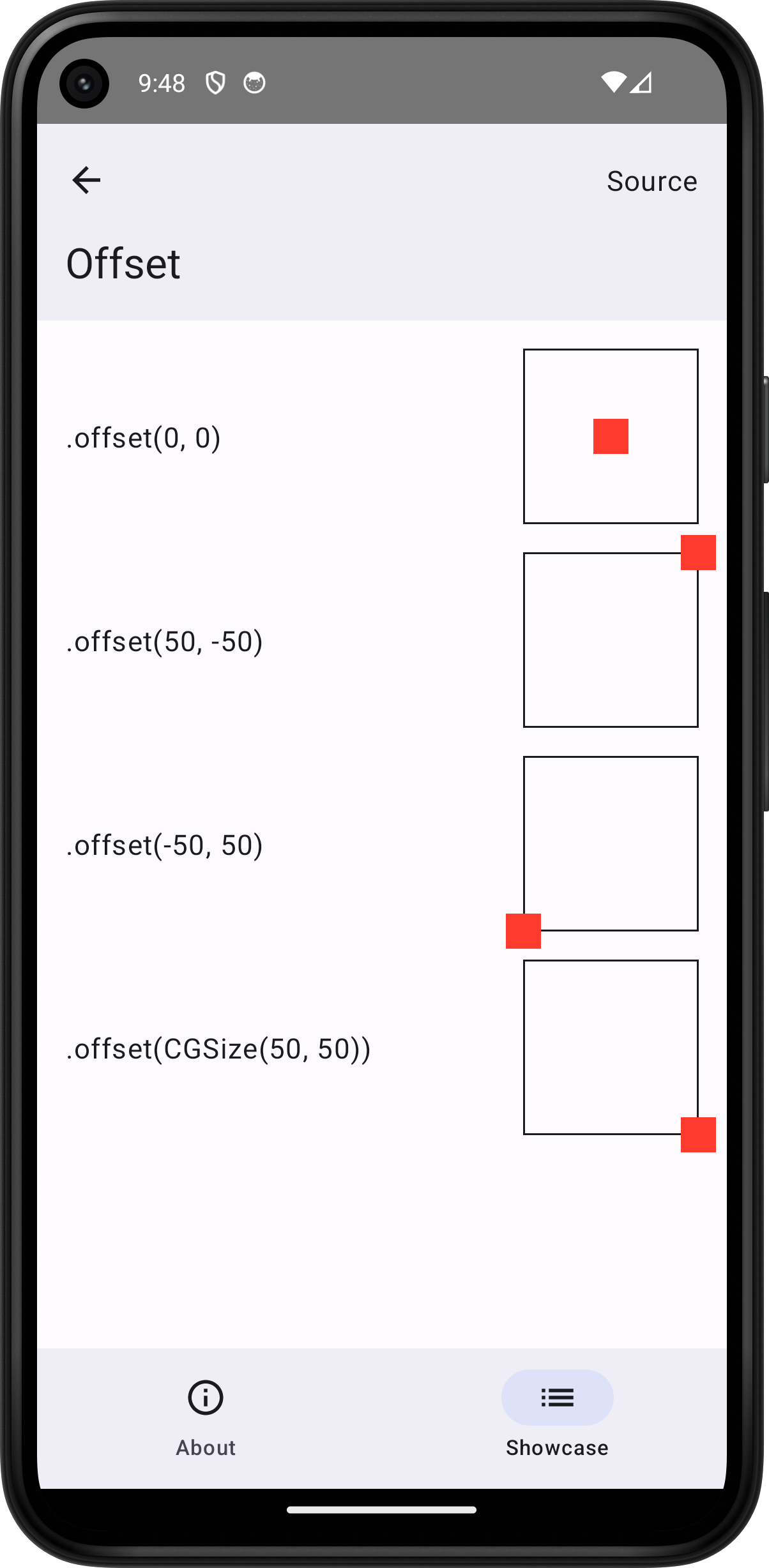 Android screenshot for Offset component (light mode)