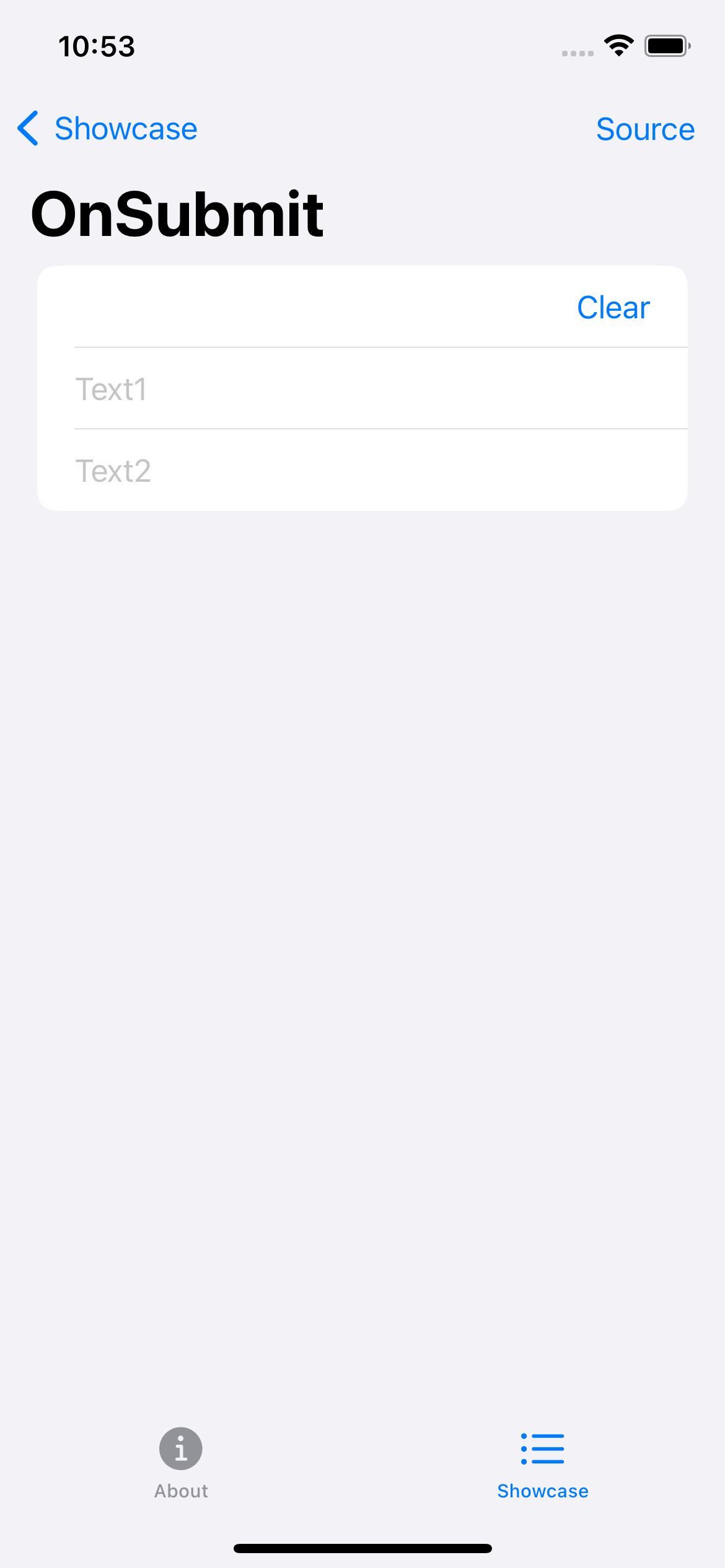 iPhone screenshot for OnSubmit component (light mode)