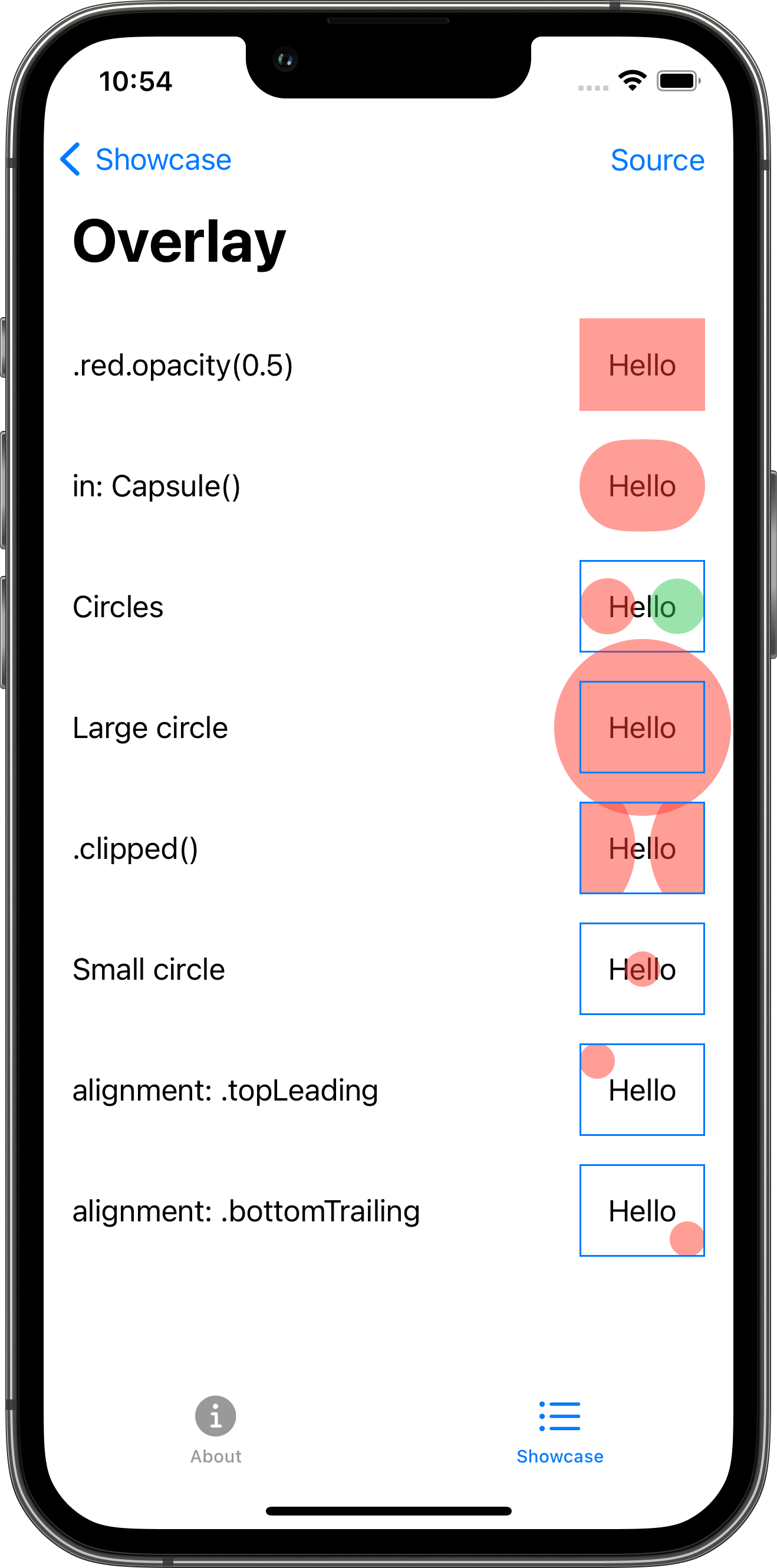iPhone screenshot for Overlay component (light mode)