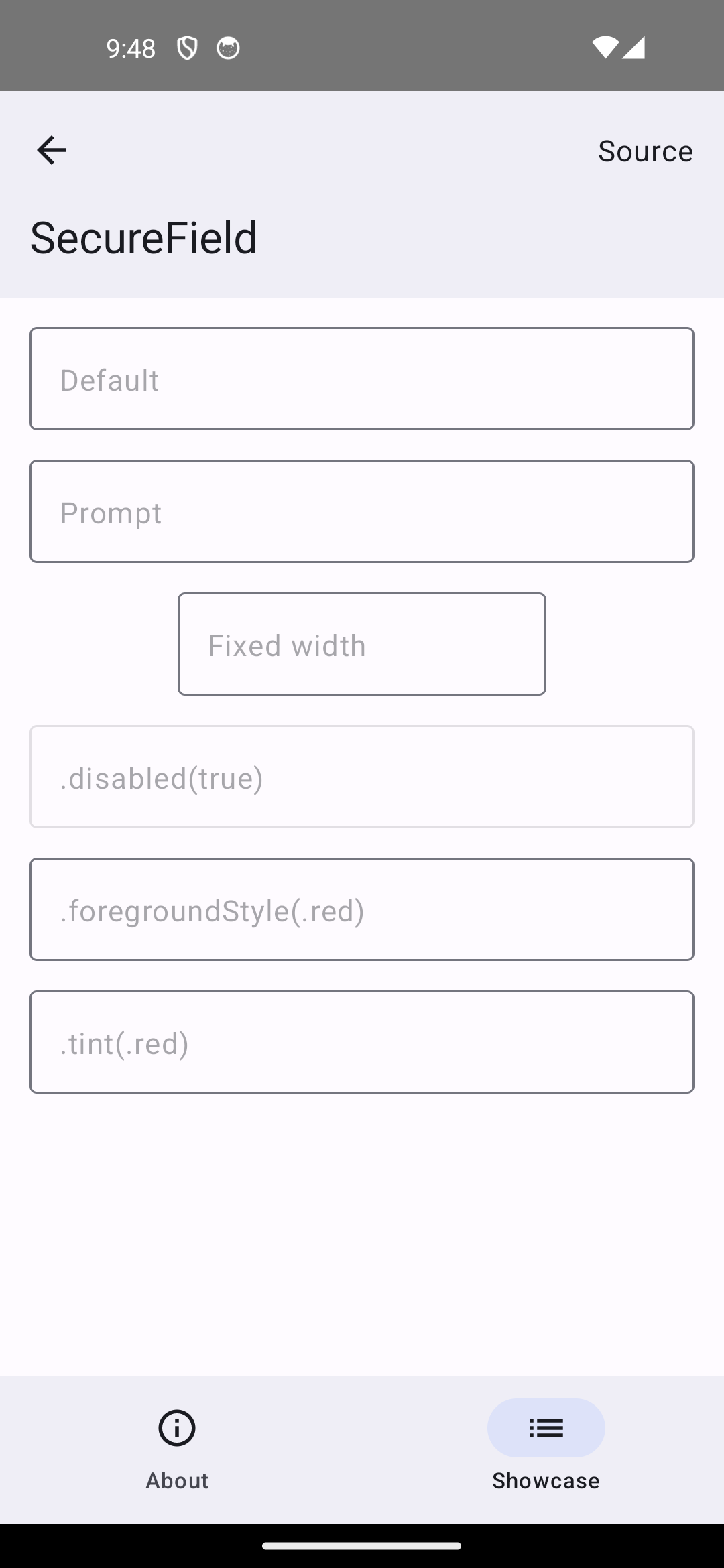 Android screenshot for SecureField component (light mode)