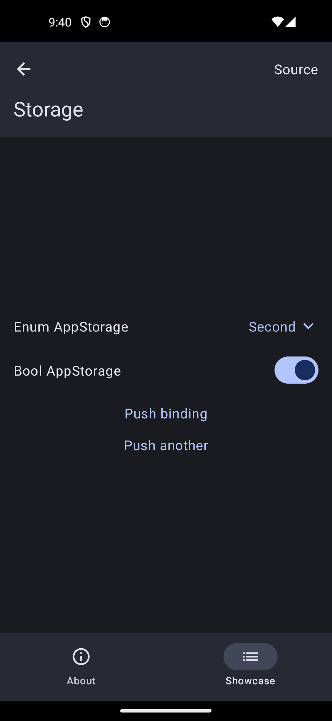 Android screenshot for Storage component (dark mode)