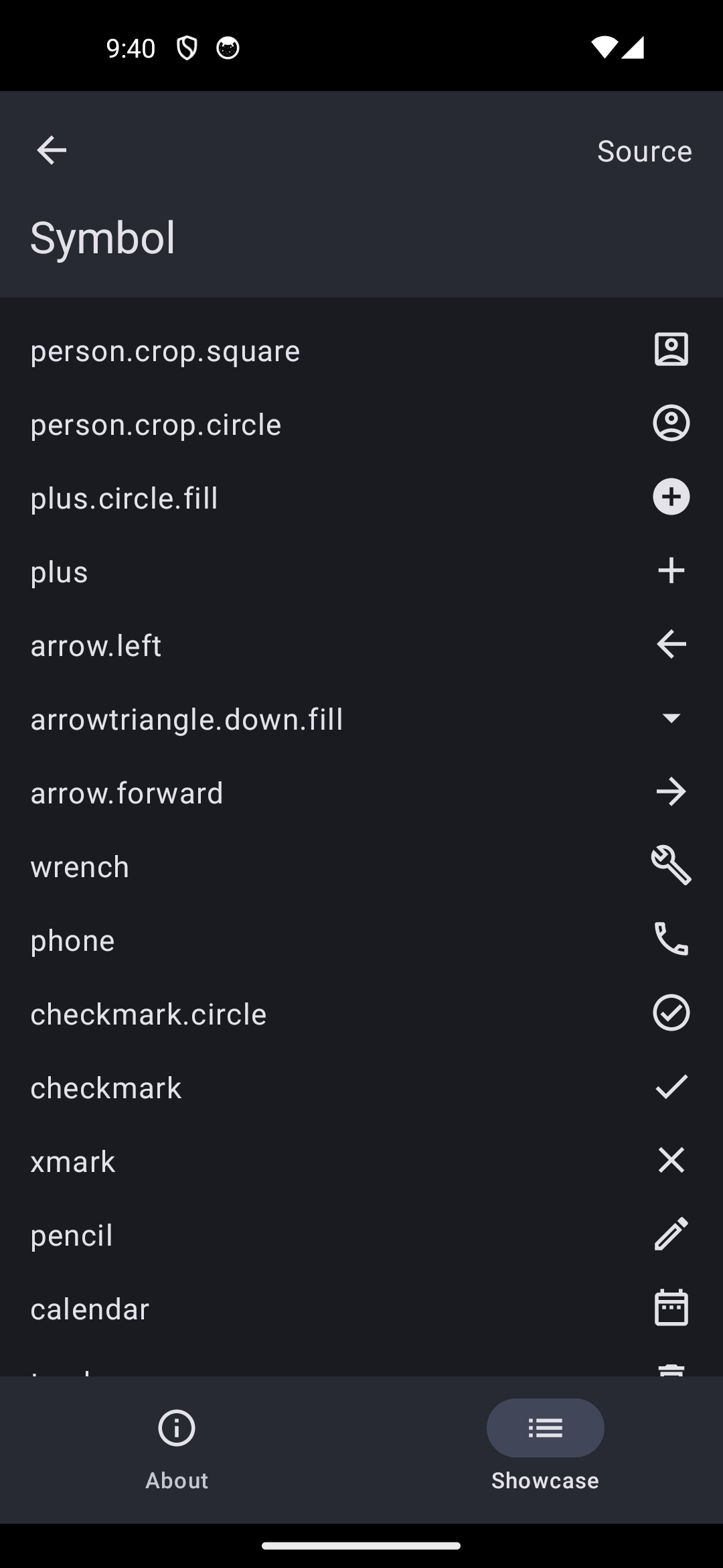 Android screenshot for Symbol component (dark mode)