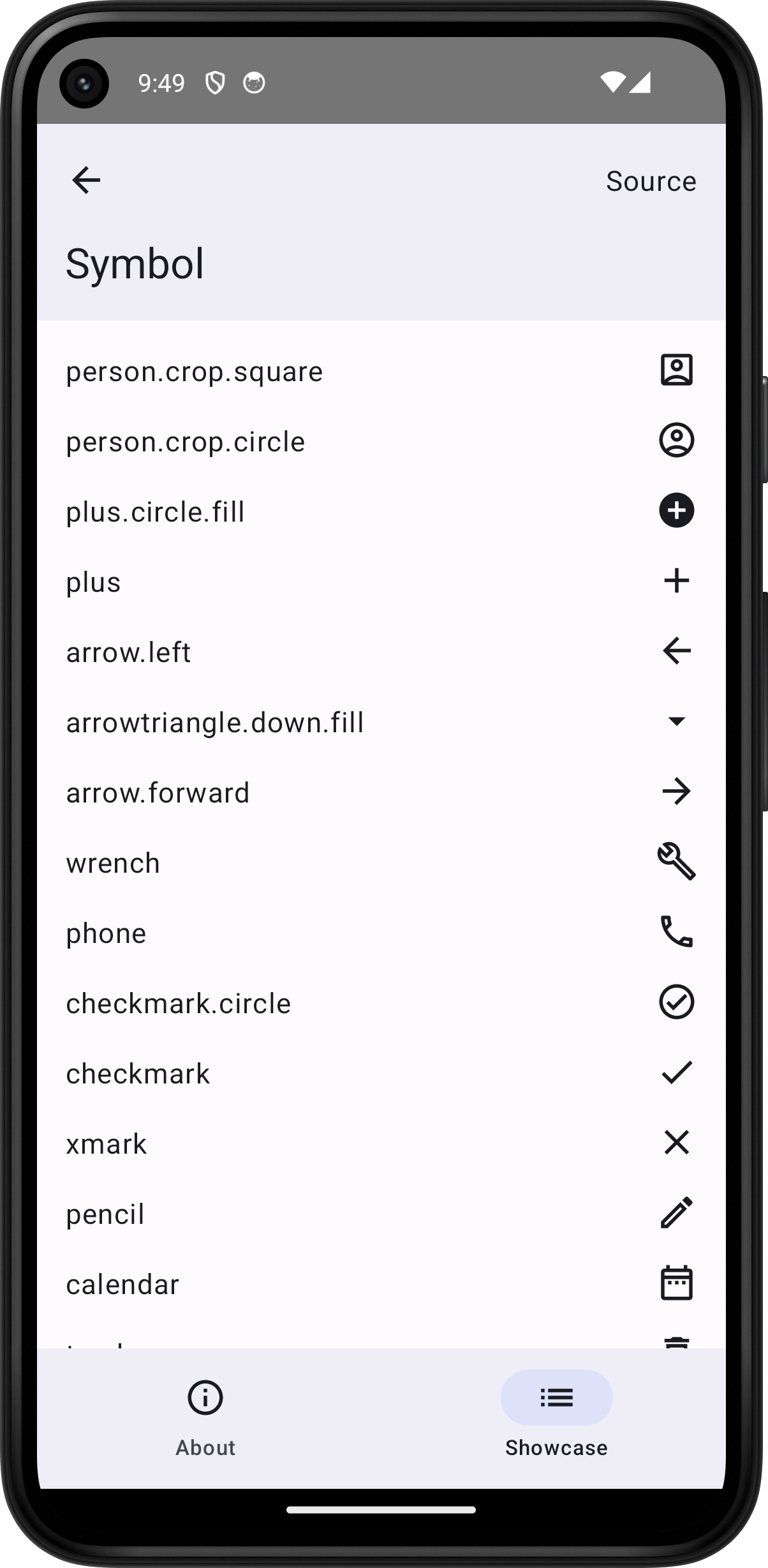 Android screenshot for Symbol component (light mode)