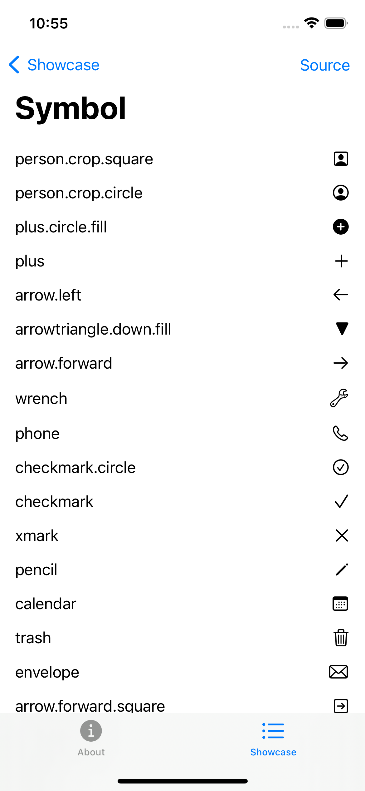 iPhone screenshot for Symbol component (light mode)