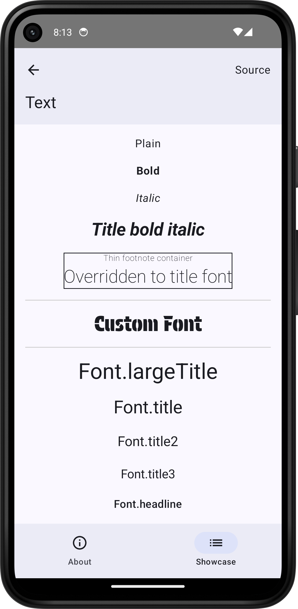 Android screenshot for Text component (light mode)