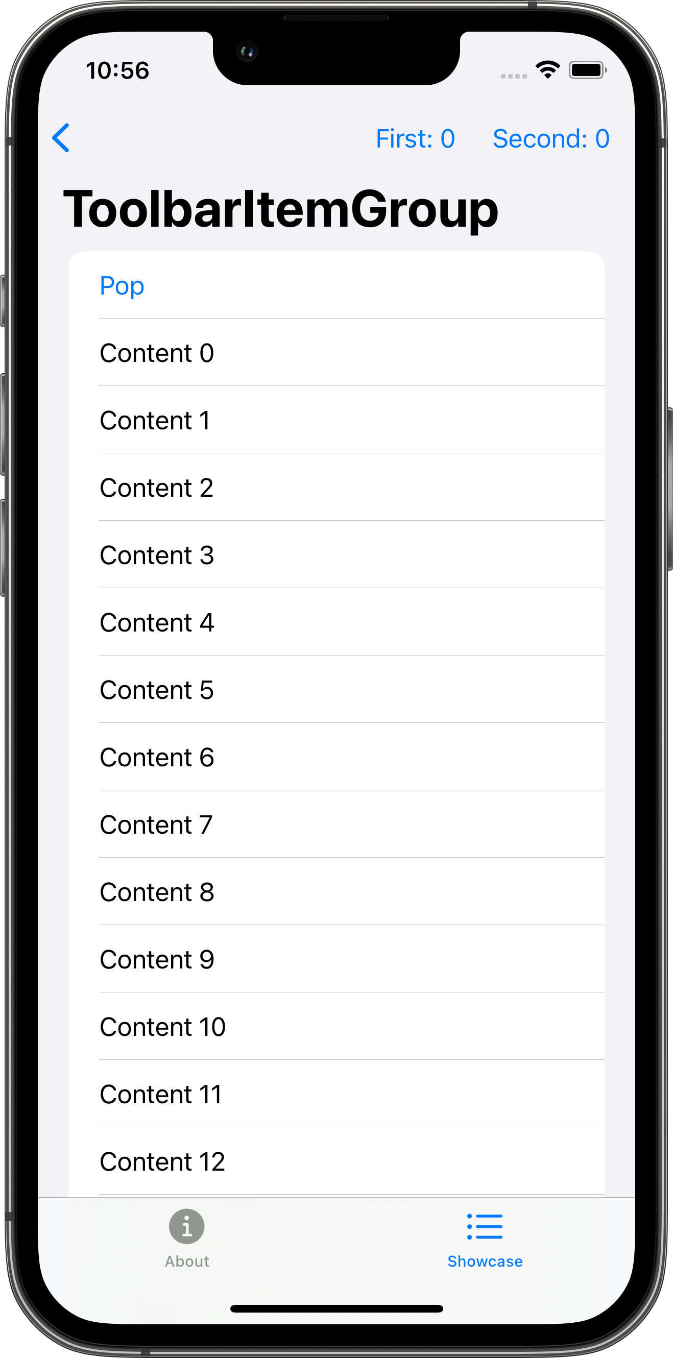 iPhone screenshot for Toolbar component (light mode)