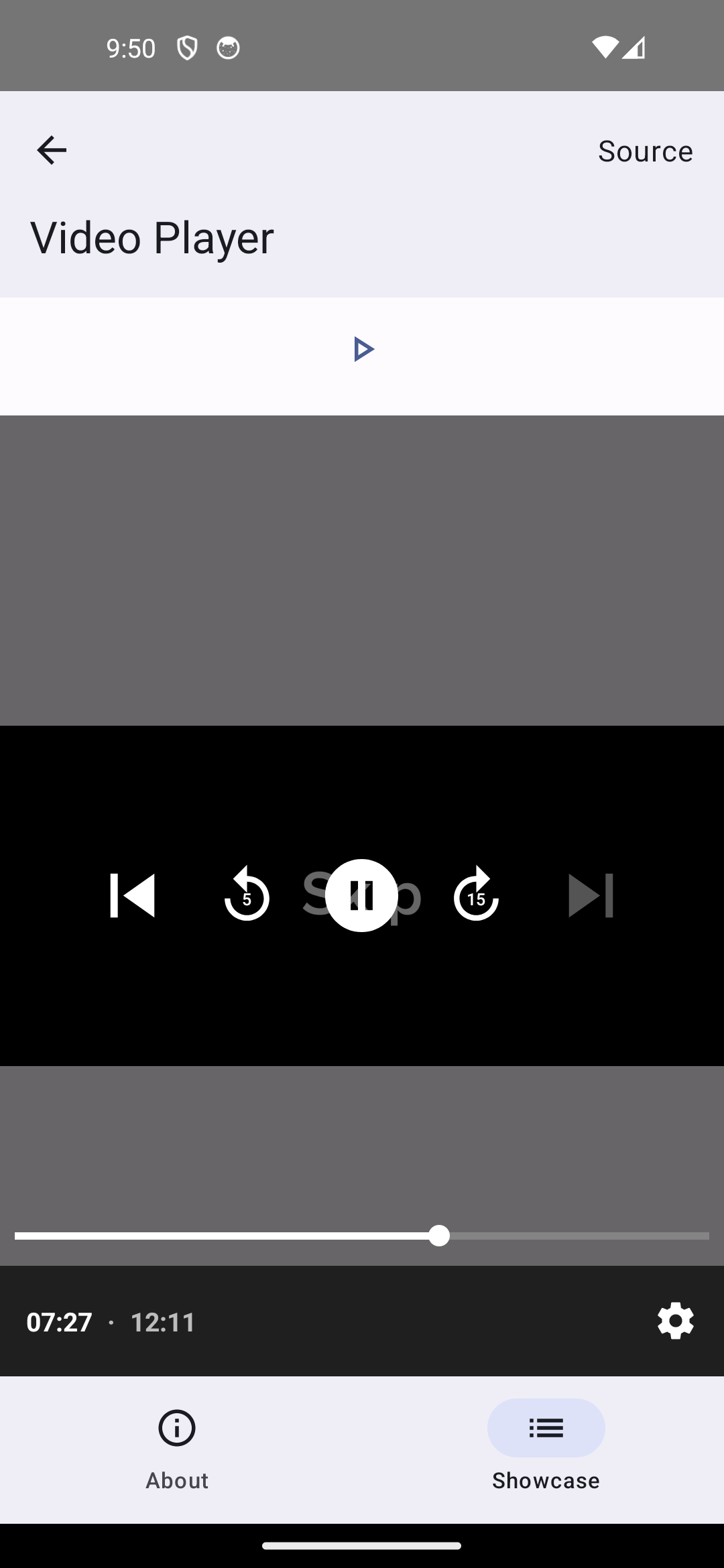 Android screenshot for VideoPlayer component (light mode)